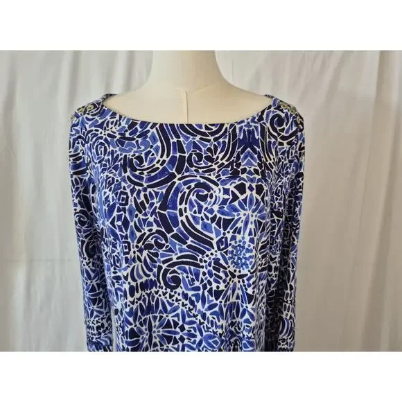 Lilly Pulitzer Bright Navy Taverna Tile Allover Sophie Dress Large - Picture 3 of 8